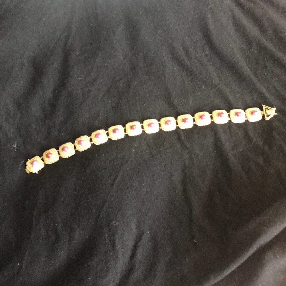 Ruby bracelet gold plated over sterling silver